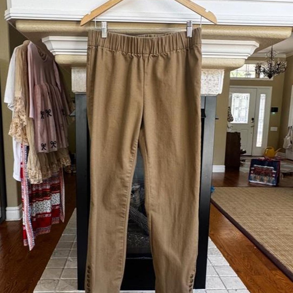 Soft Surroundings Brown Riding Pants Button Cuff Detail Lagenlook Womens Medium